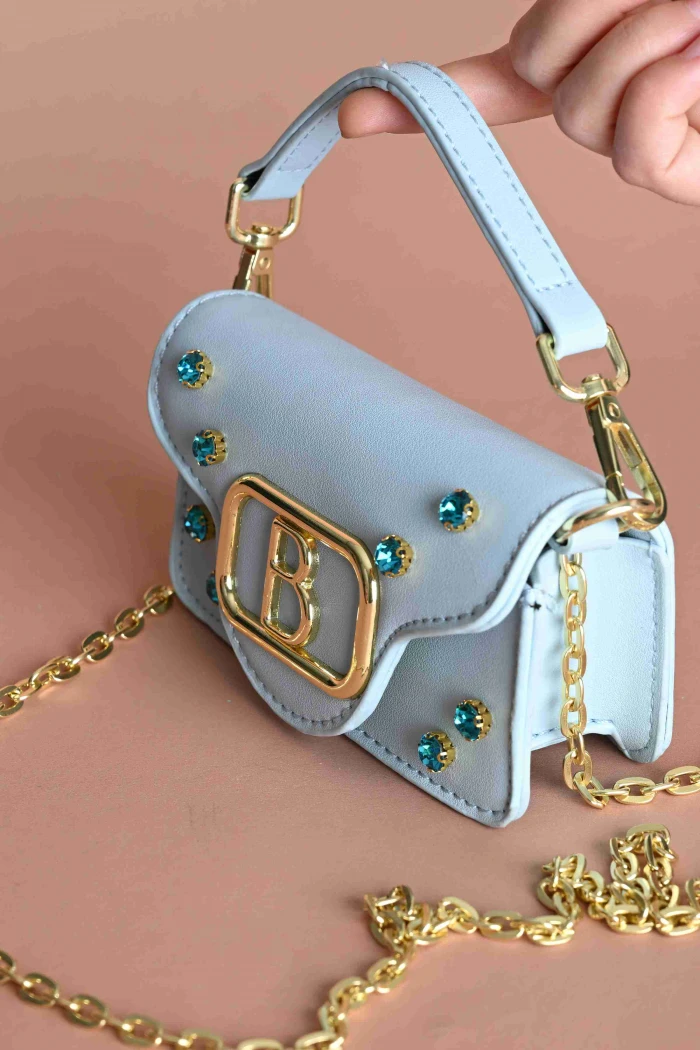 شنطة بسكوتي أنيقة زرقاء مع فص لامع جميل  BG-1A-BL من Biscoti بسكوتي – فساتين بناتي أنيقة وفخمة