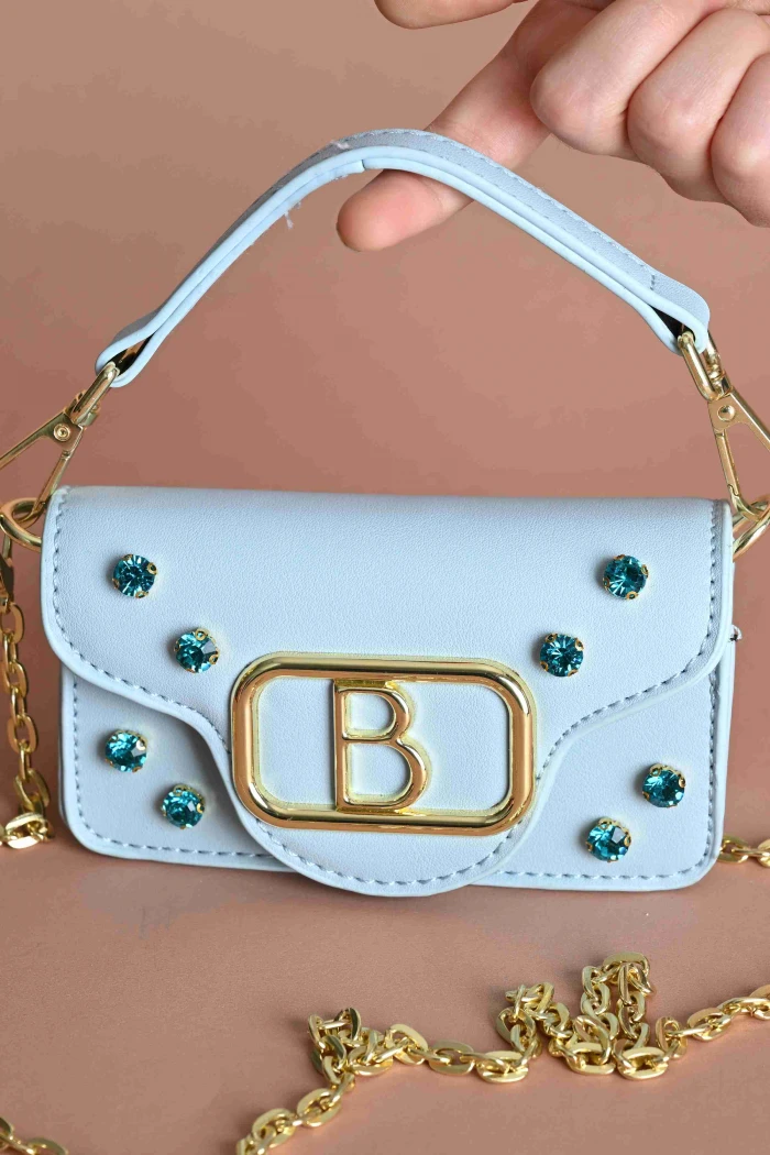 شنطة بسكوتي أنيقة زرقاء مع فص لامع جميل  BG-1A-BL من Biscoti بسكوتي – فساتين بناتي أنيقة وفخمة