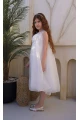 فستان بناتي أبيض شيفون مزين بورود ثلاثية الأبعاد على الصدر AN25136
