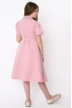Elegant Pink Girls Dress with Front Buttons, Waist Belt and Butterfly Details AN25141