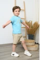 طقم ولادي صيفي أزرق سماوي بطبعة Summer Times مع شورت بيج